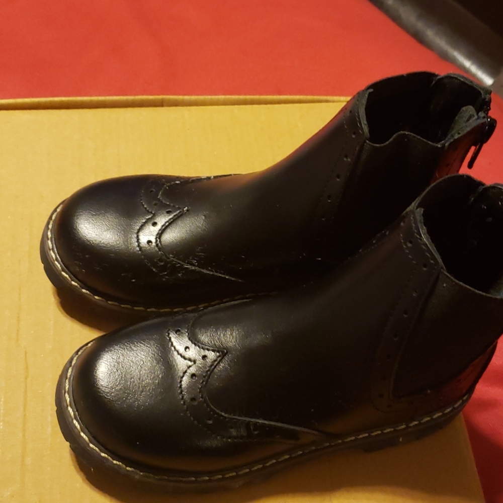 Boys Black italian leather dress mid boots